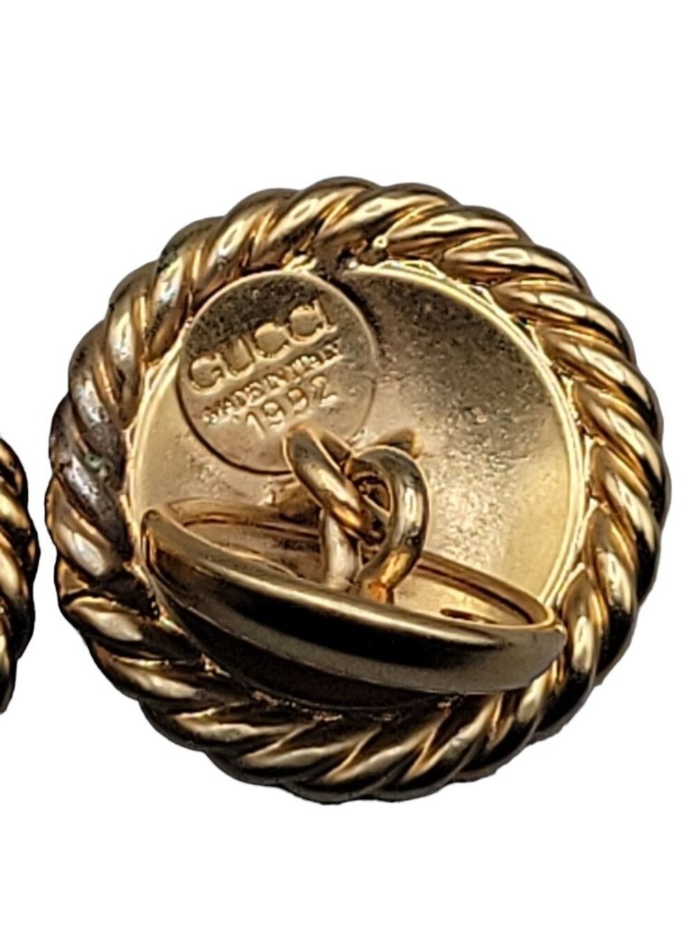 Vintage Gucci 1992 Red Enamel GG Logo Blazer Buttons Gold Plated Set of 2 Italy - Picture 15 of 15